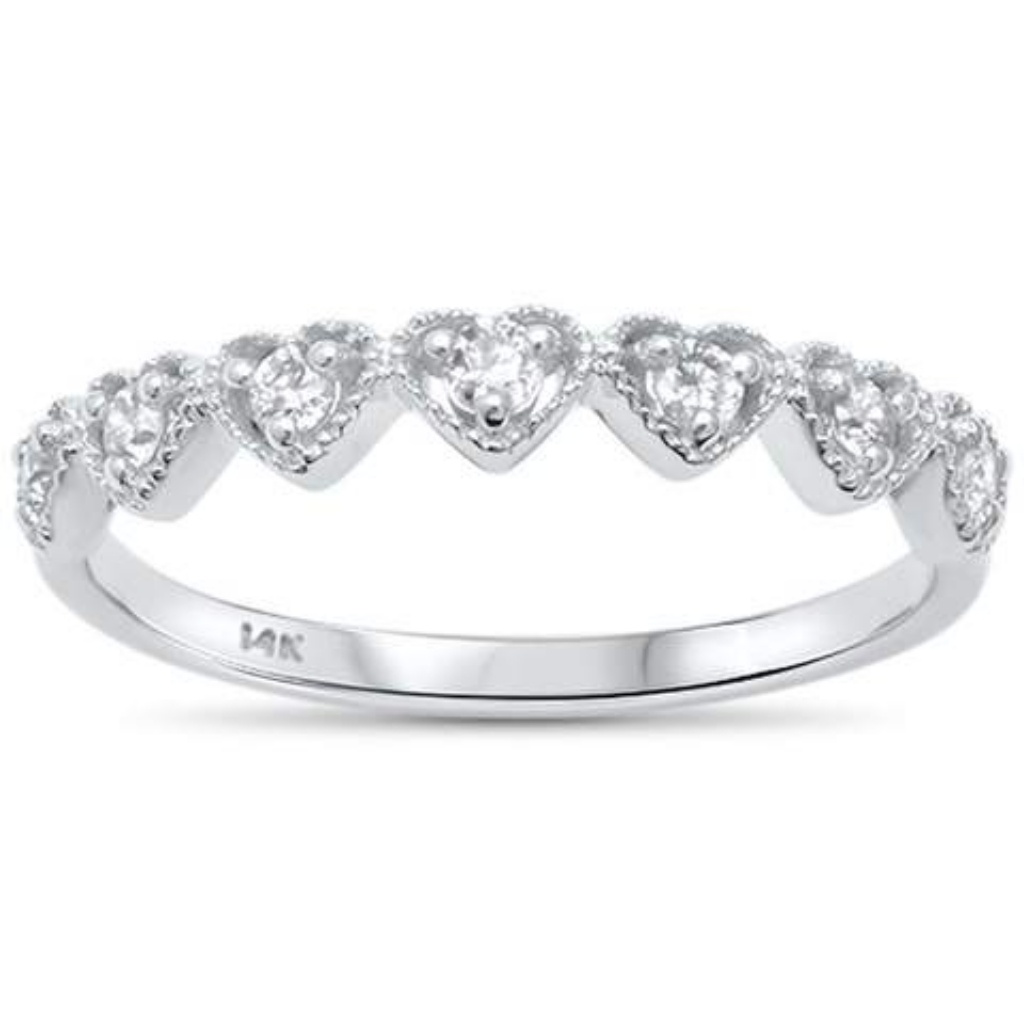 14kt White Gold Heart Band